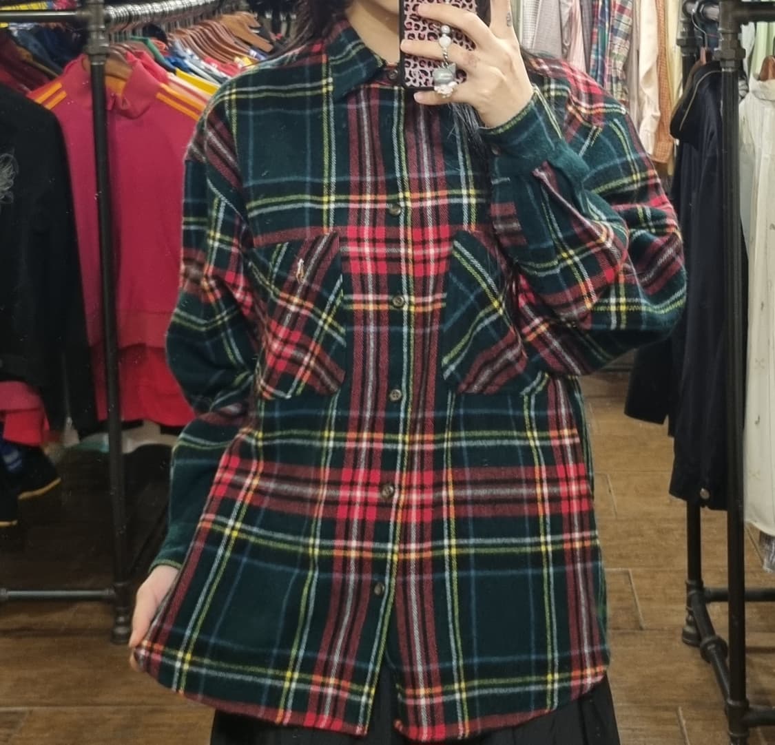 [Hi] polo 폴로 체크 긴팔셔츠 레드 / 그린 상품이미지3
