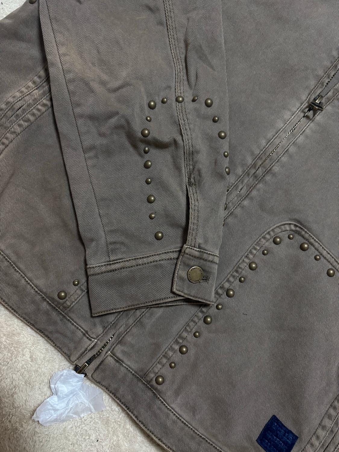 자라 zara 스터드 워싱 워크자켓 XL 상품이미지4