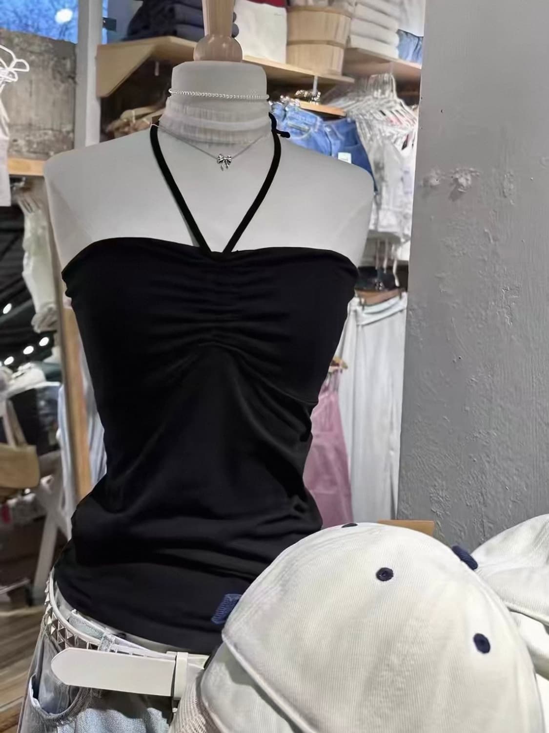 브랜드 멜빌 블랙 스트링 튜브탑 상품이미지1