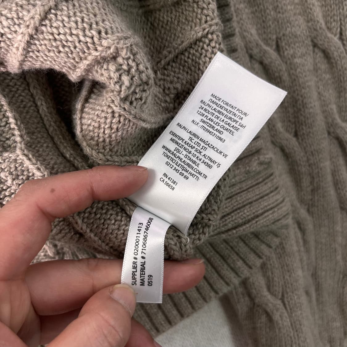 105 폴로랄프로렌 코튼 꽈배기 베이지 니트 상품이미지7