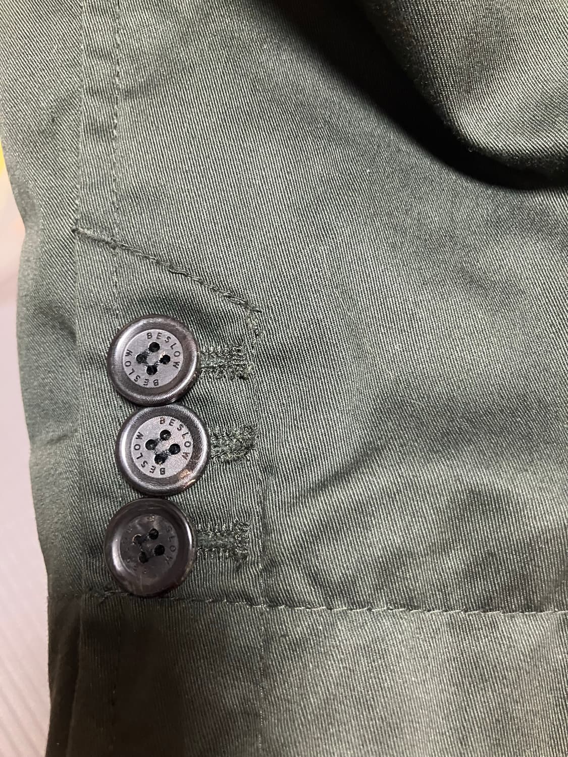 다크그린 투버튼 코튼 자켓 상품이미지3