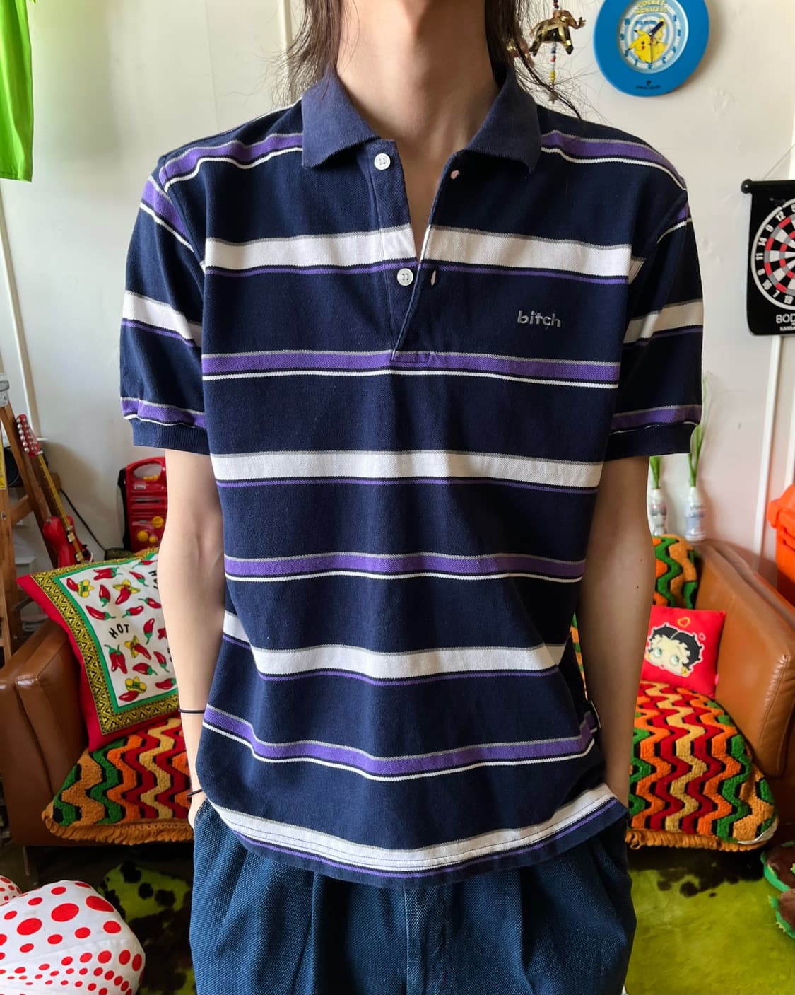 1990s Bitch Skateboards Stripe PK-Shirt 상품이미지2