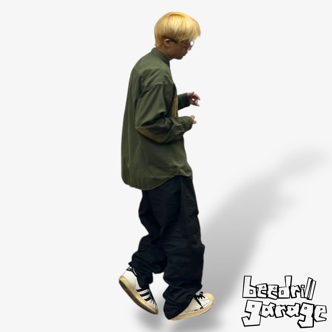 빈티지 엘보우 패치 카키 셔츠 상품이미지1