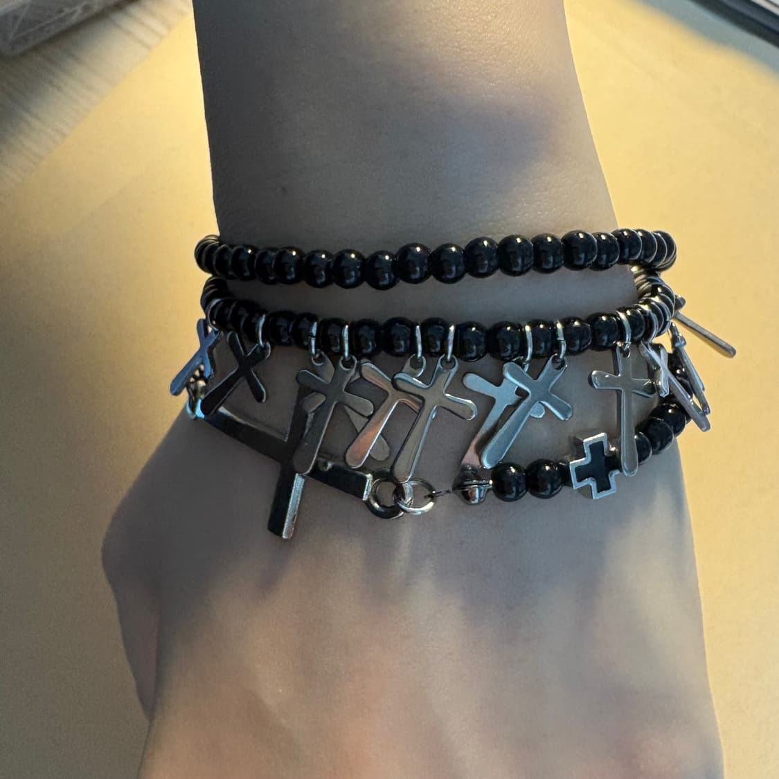 Black Cross Layered Bracelet 상품이미지2