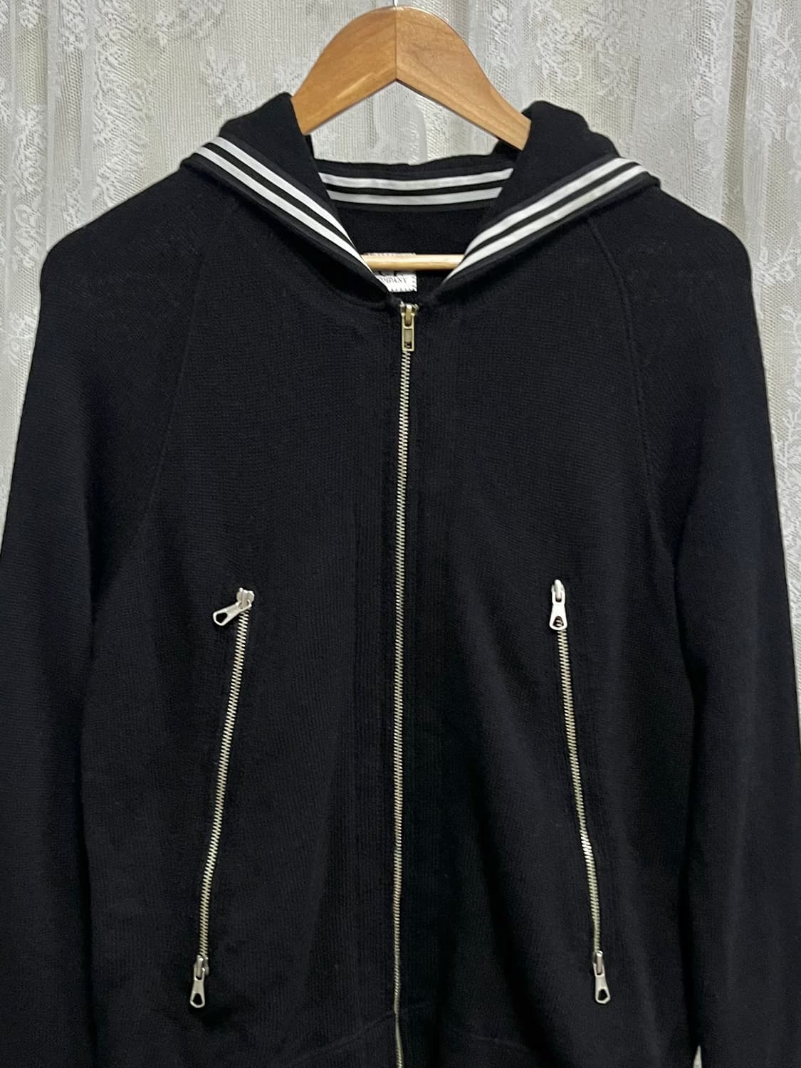 95) cp컴퍼니 고글 니트 후드 집업 블랙 상품이미지3