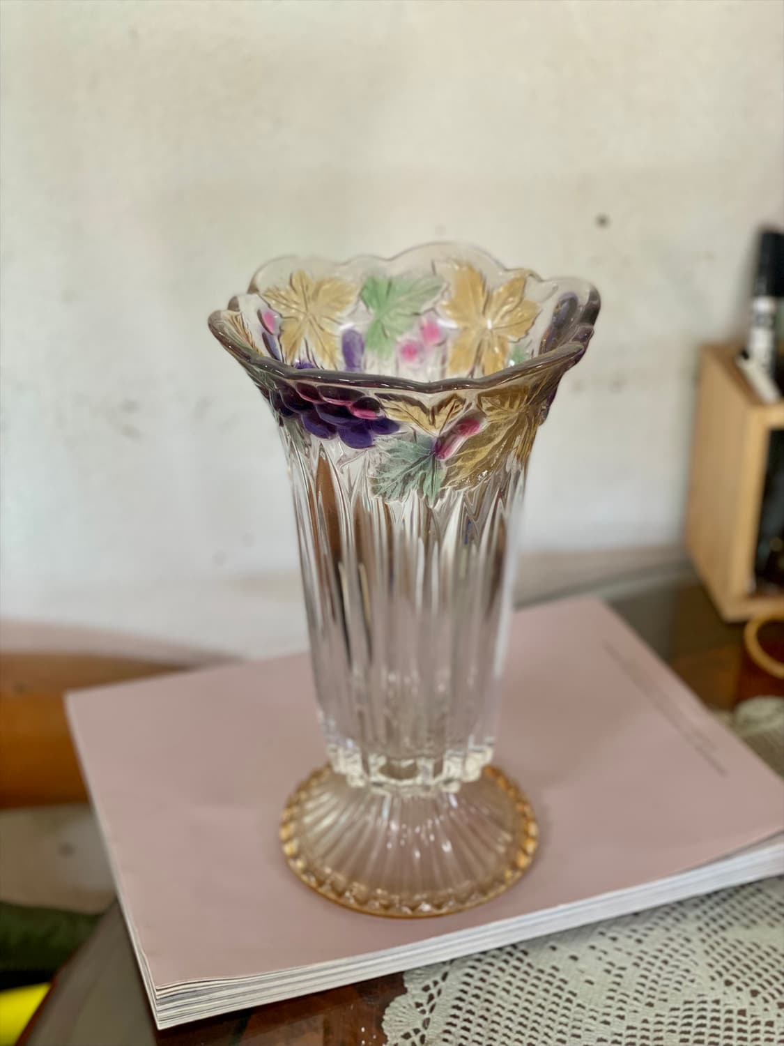 일본 소가글라스 빈티지 화병 유리 꽃병 오브제 상품이미지7