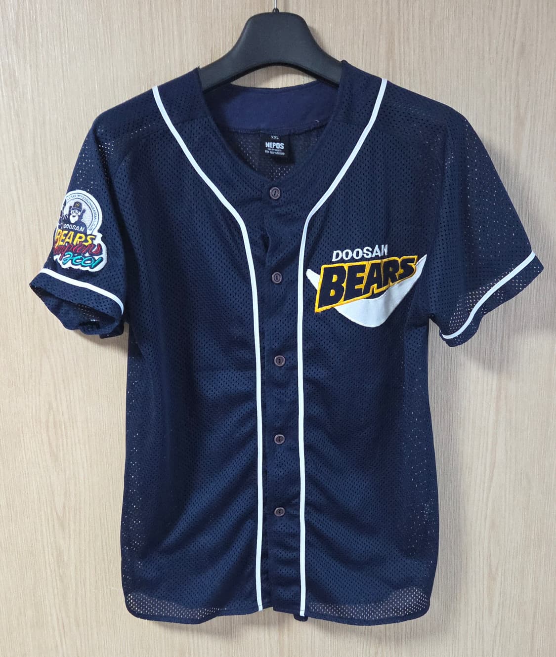 (착샷) 두산베어스 2001 우승패치 유니폼 레트로 져지 상품이미지1