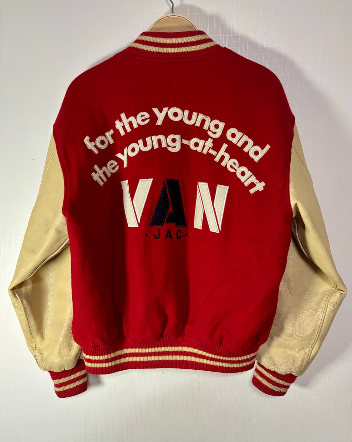 80s 빈티지 VAN JAC 마이클잭슨 바시티자켓 레드 가죽자켓 상품이미지6