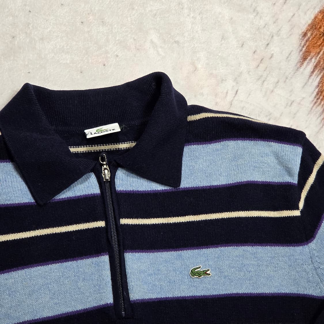 라코스테 단가라 반집업 카라 니트 상품이미지2