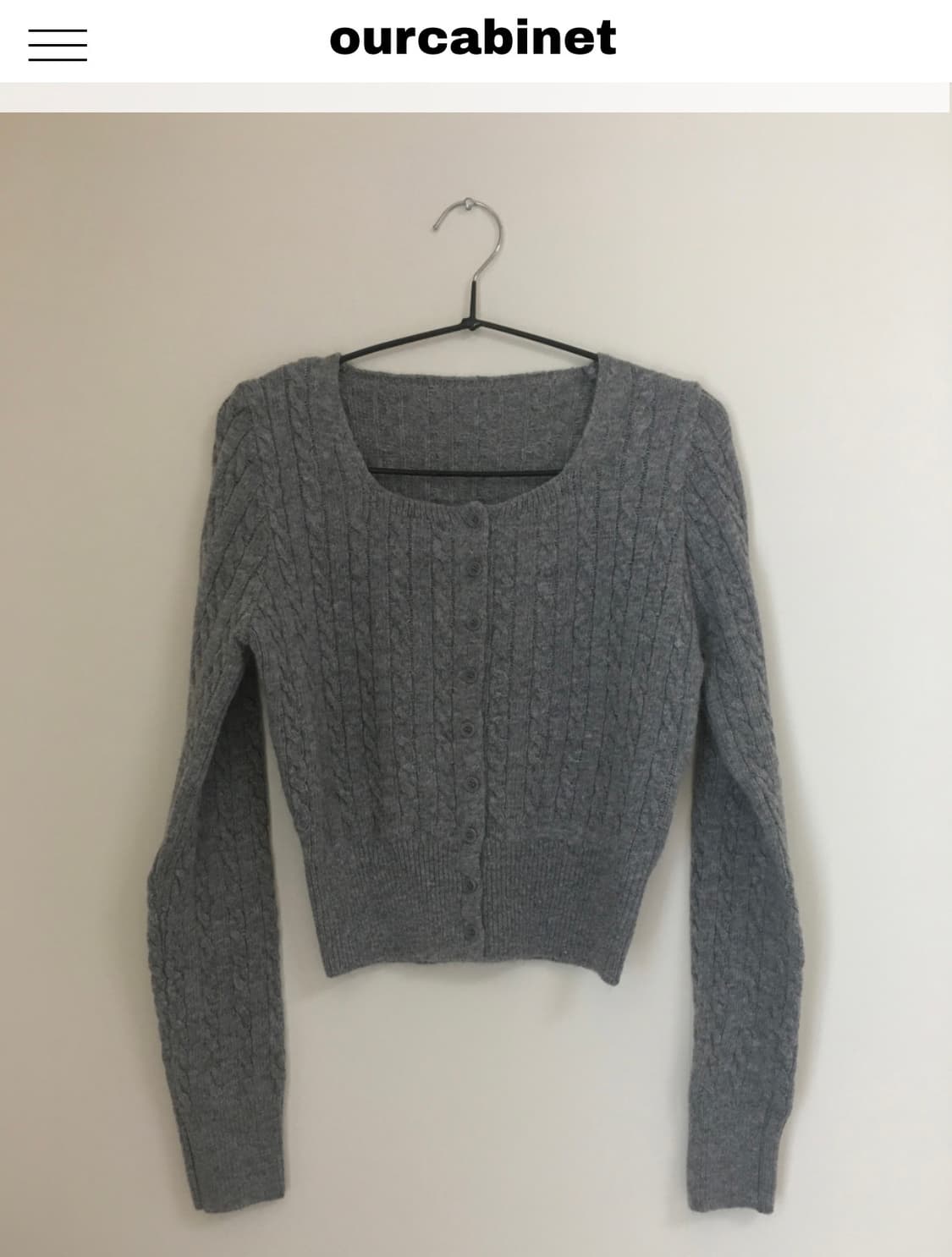 아워캐비넷 페일 크롭 가디건 pale crop cardigan 그레이 상품이미지3