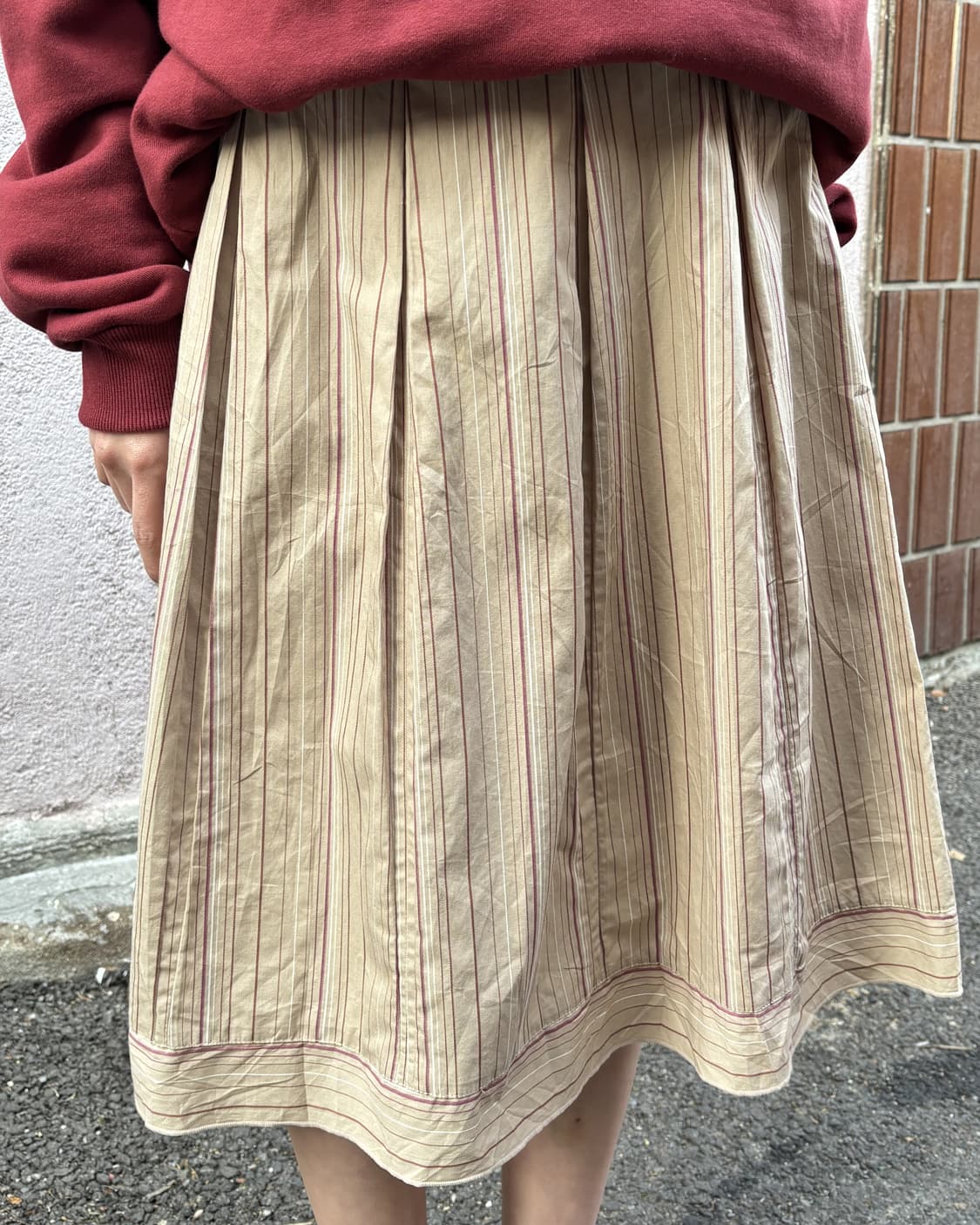 일본빈티지 플리츠 미디 스커트 상품이미지1