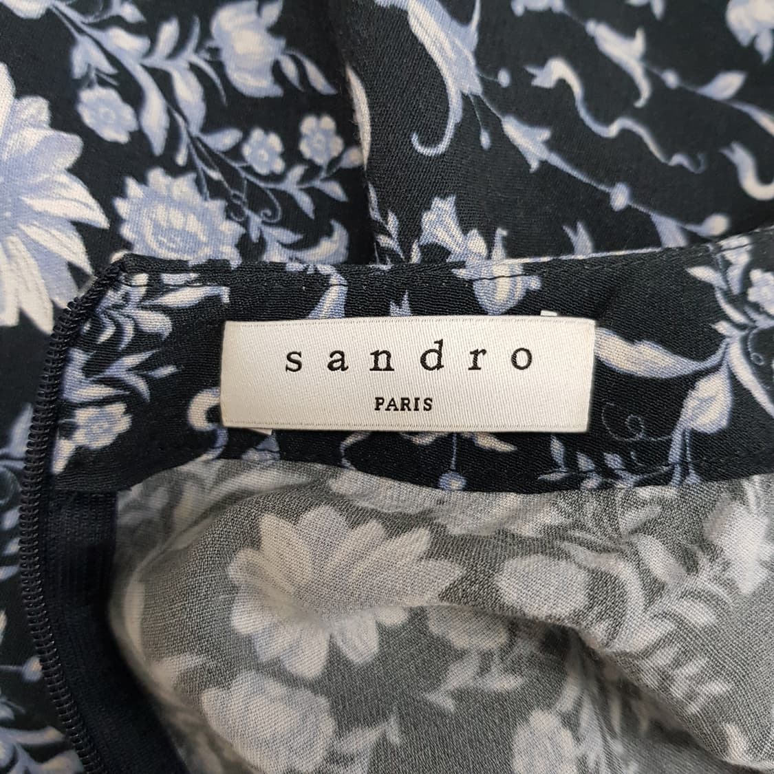 산드로 2021 플라워 패턴 셔링 롱 원피스 43사이즈 상품이미지7