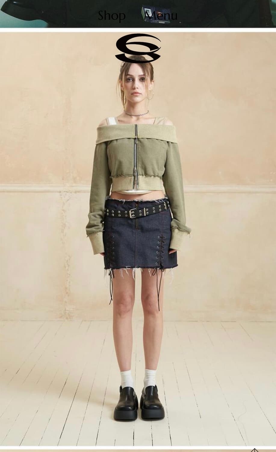 컷 앤 슬래시(cutandslash) 오프숄더 투웨이 크롭 집업 상품이미지2