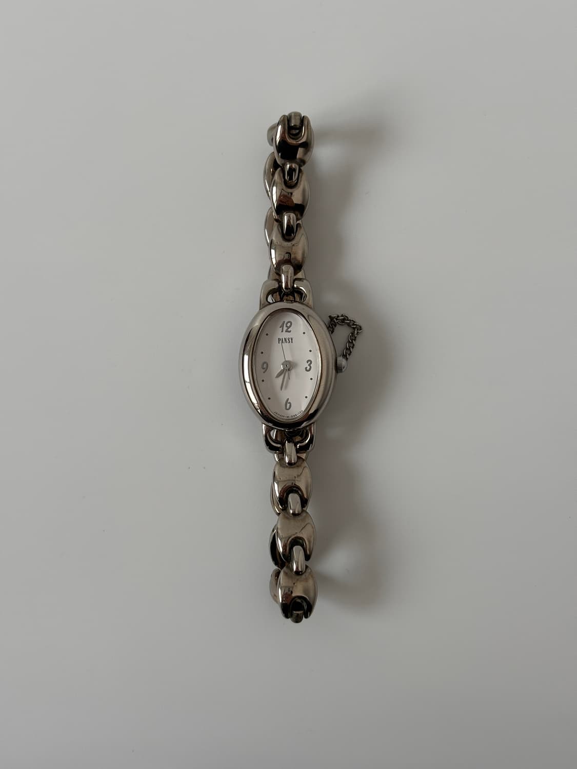 리코 1990년대 Pansy 실버 오벌 브레이슬릿 쿼츠 여성 상품이미지3