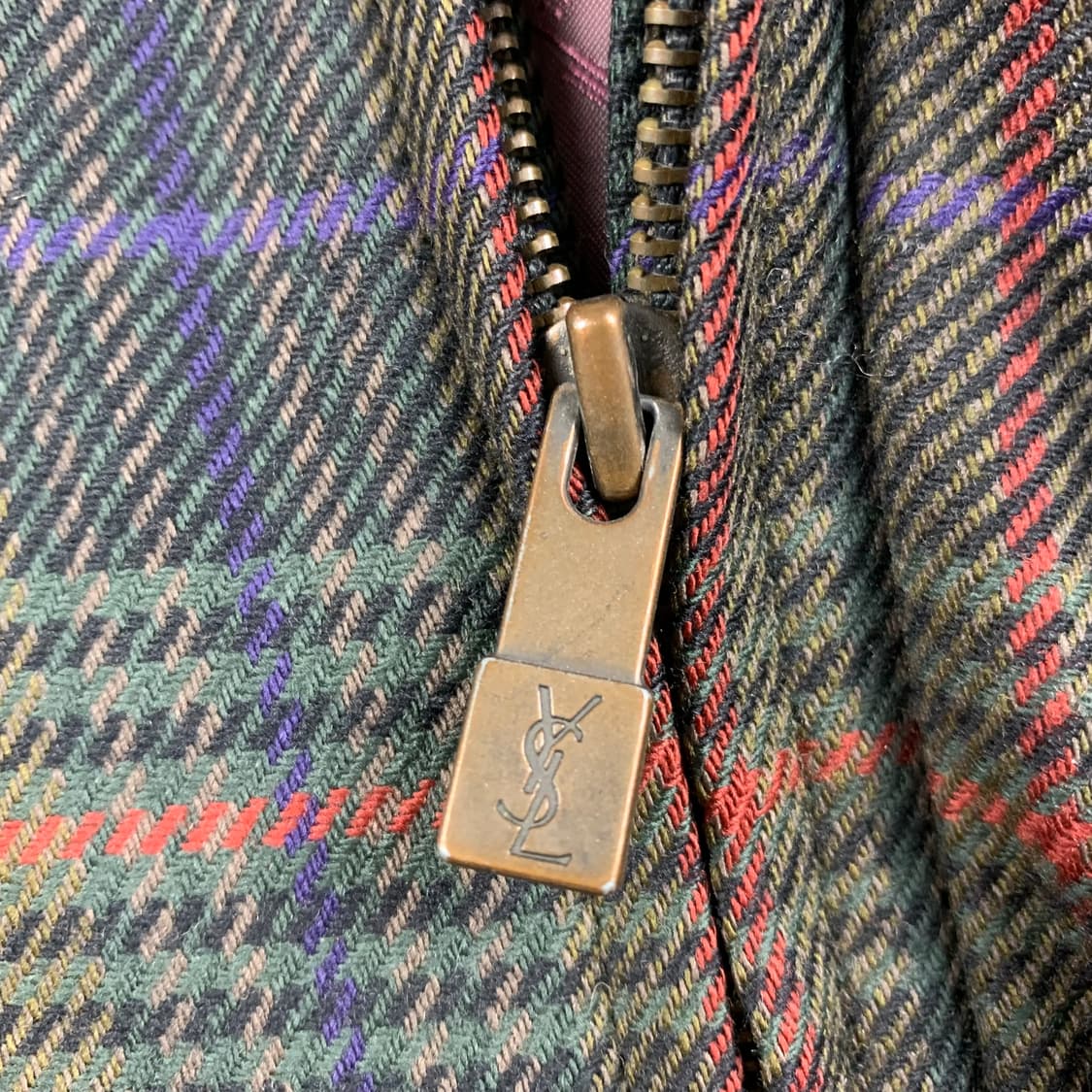 입생로랑 YSL 체크패턴 울 블루종 자켓  상품이미지5