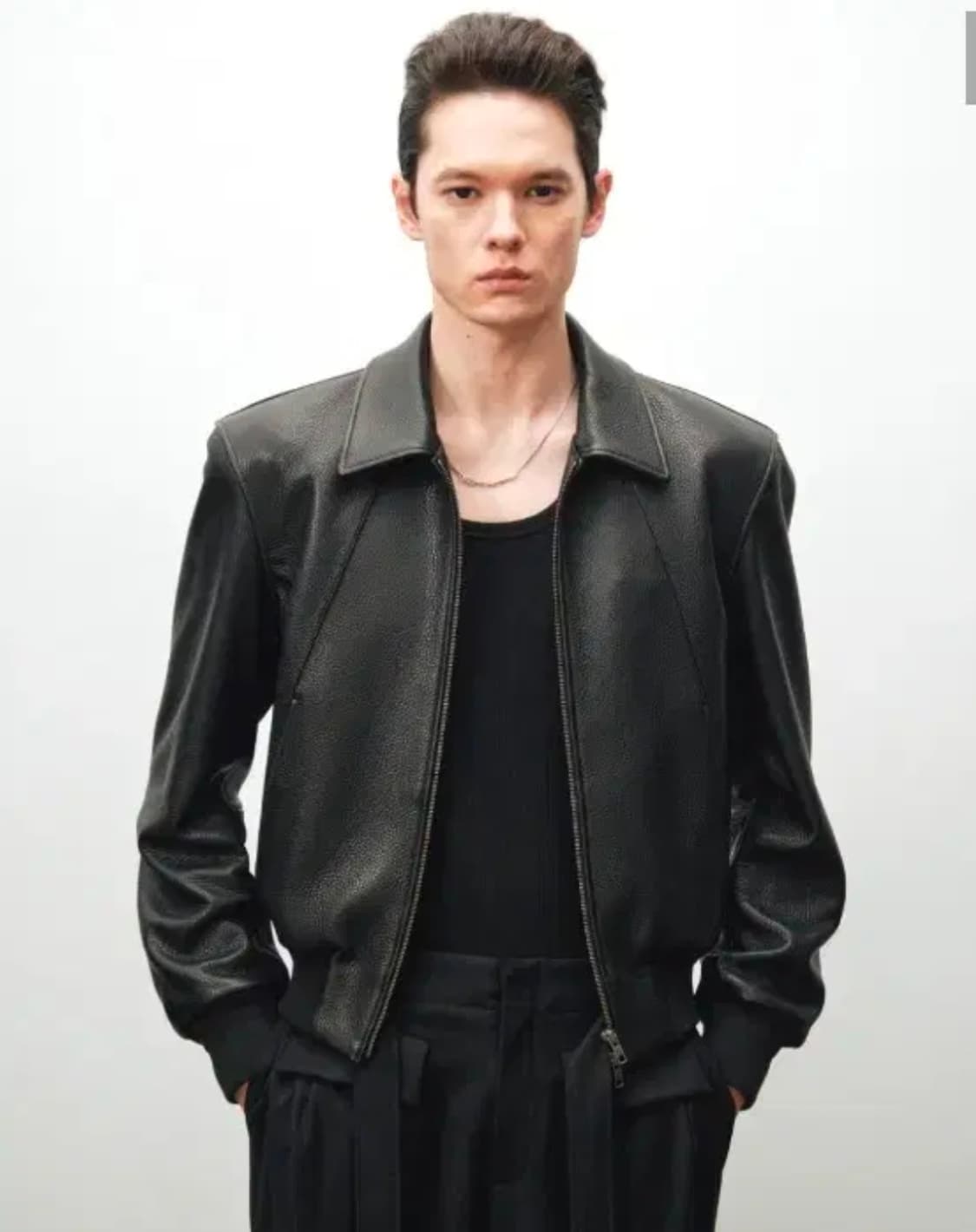 48)블랙 노이어 고트 슈렁큰 레더 블루종 자켓 상품이미지2