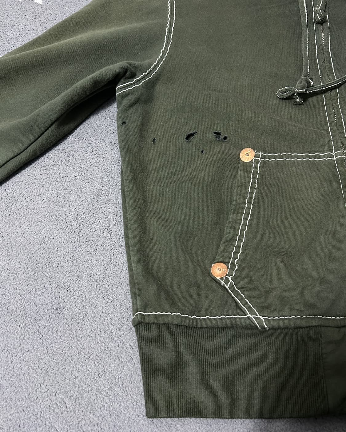 트루릴리젼 레이저 디스트레스드 후디 집업 상품이미지5