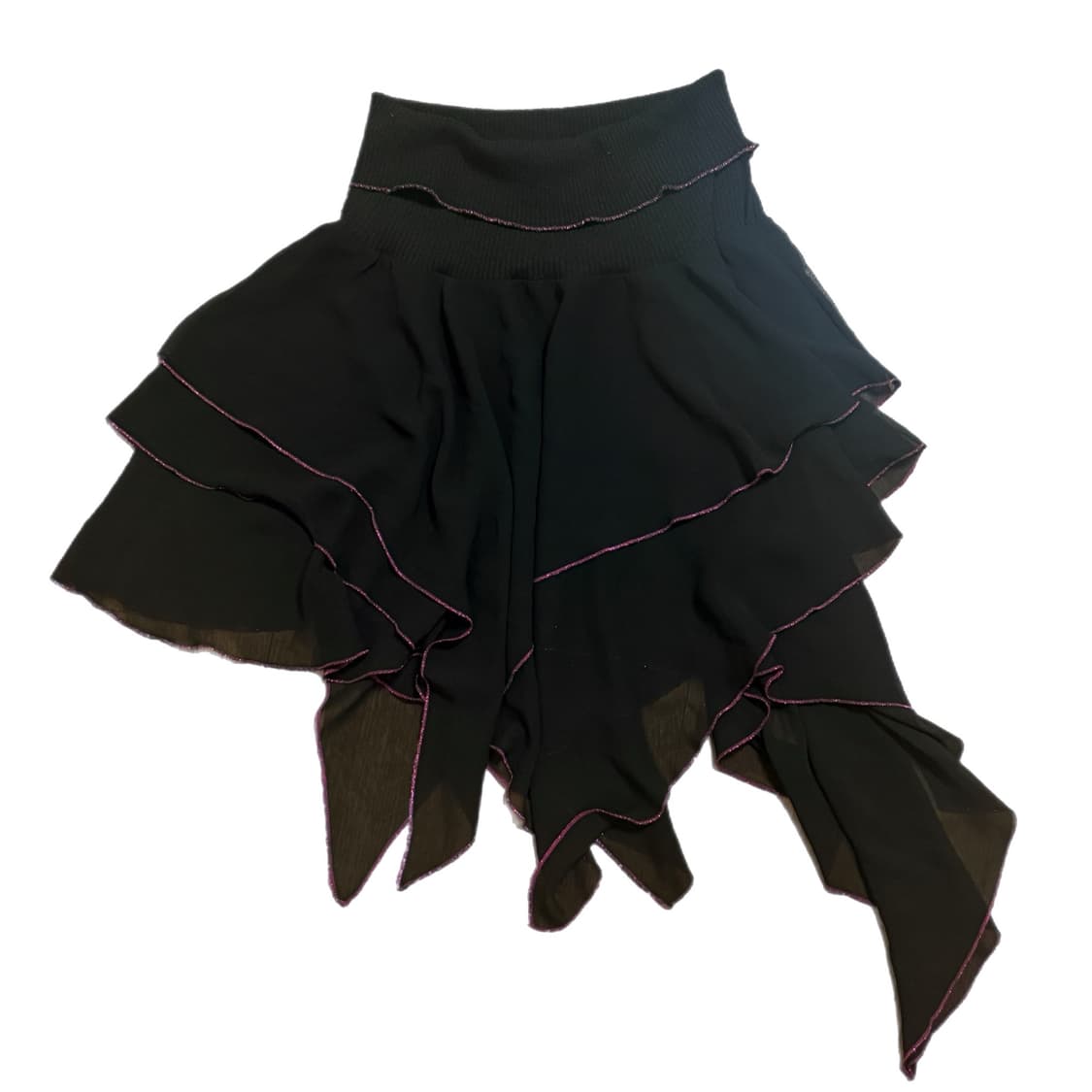 빈티지 세트 셔링 탑 & 폴드 오버 웨이스트 프릴 비대칭 스커트  상품이미지3