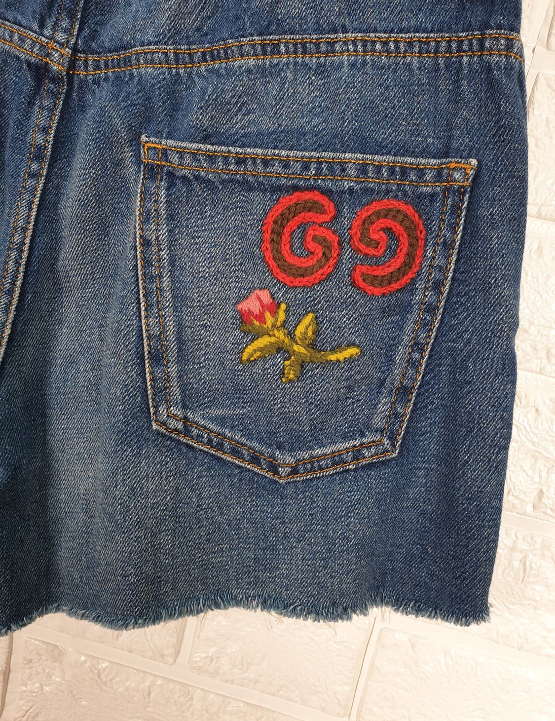 [26]구찌 정품 로즈 & GG 자수 데님 반바지 상품이미지8