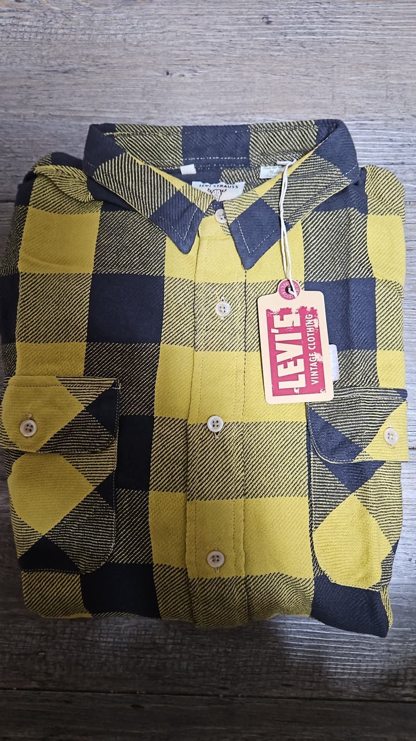 리바이스 LVC 1950's 숏혼 체크 셔츠 옐로우 S 상품이미지3