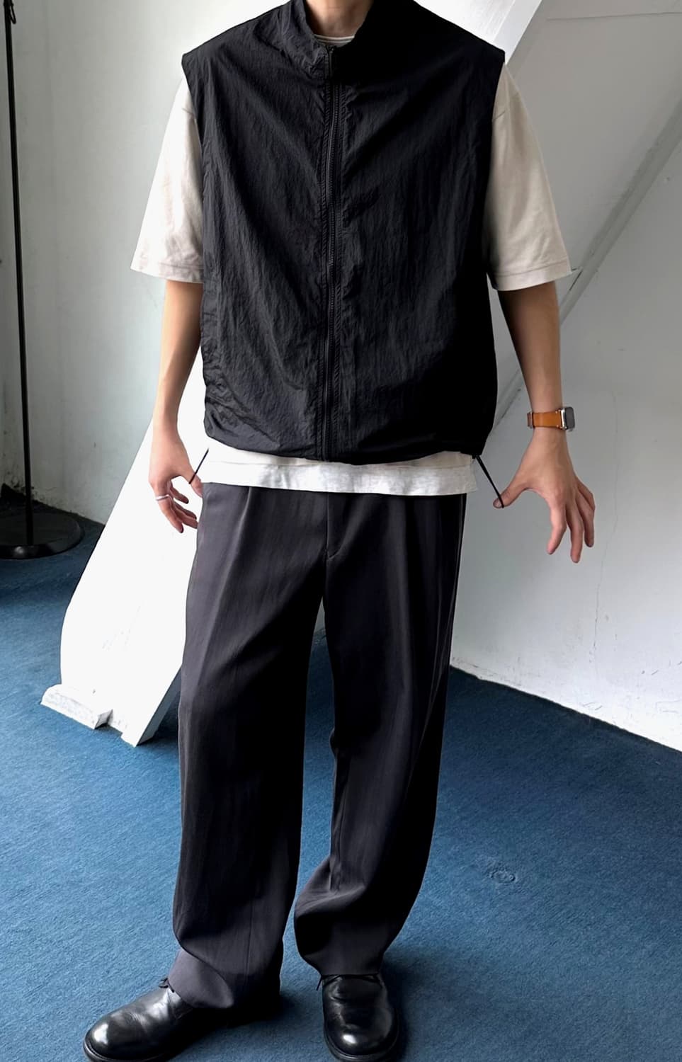 Washed fabric 2way zip design vest 상품이미지10