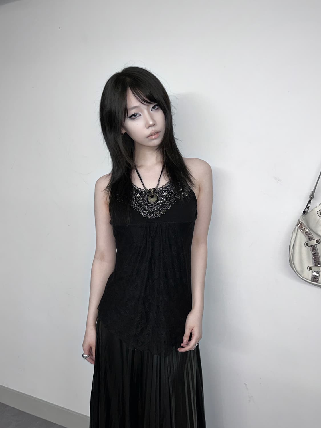 레이스 장식 레이어드 슬리브리스 상품이미지1