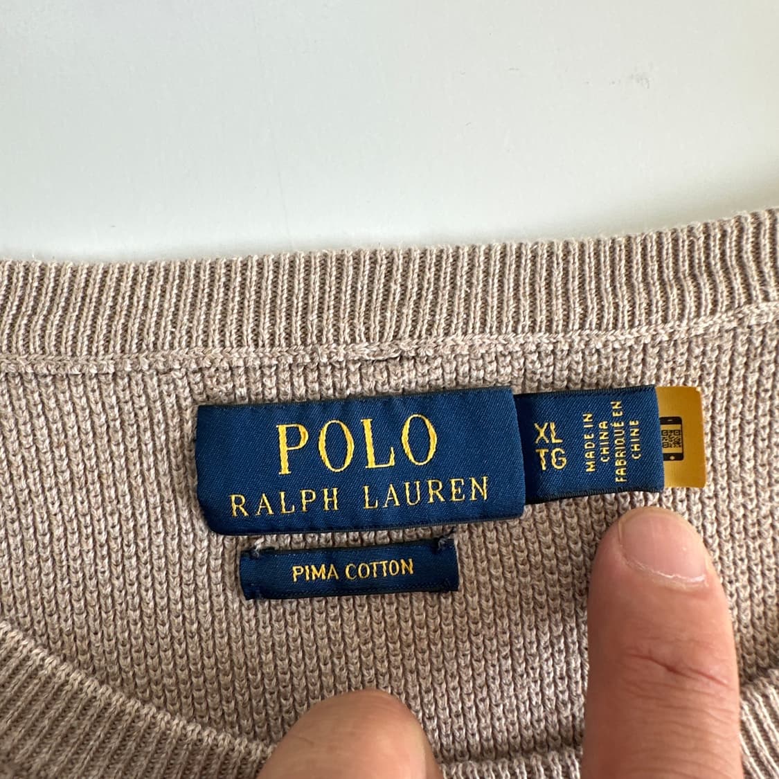 Polo 폴로 랄프로렌 현행QR 오트베이지 코튼 라운드 니트 상품이미지4