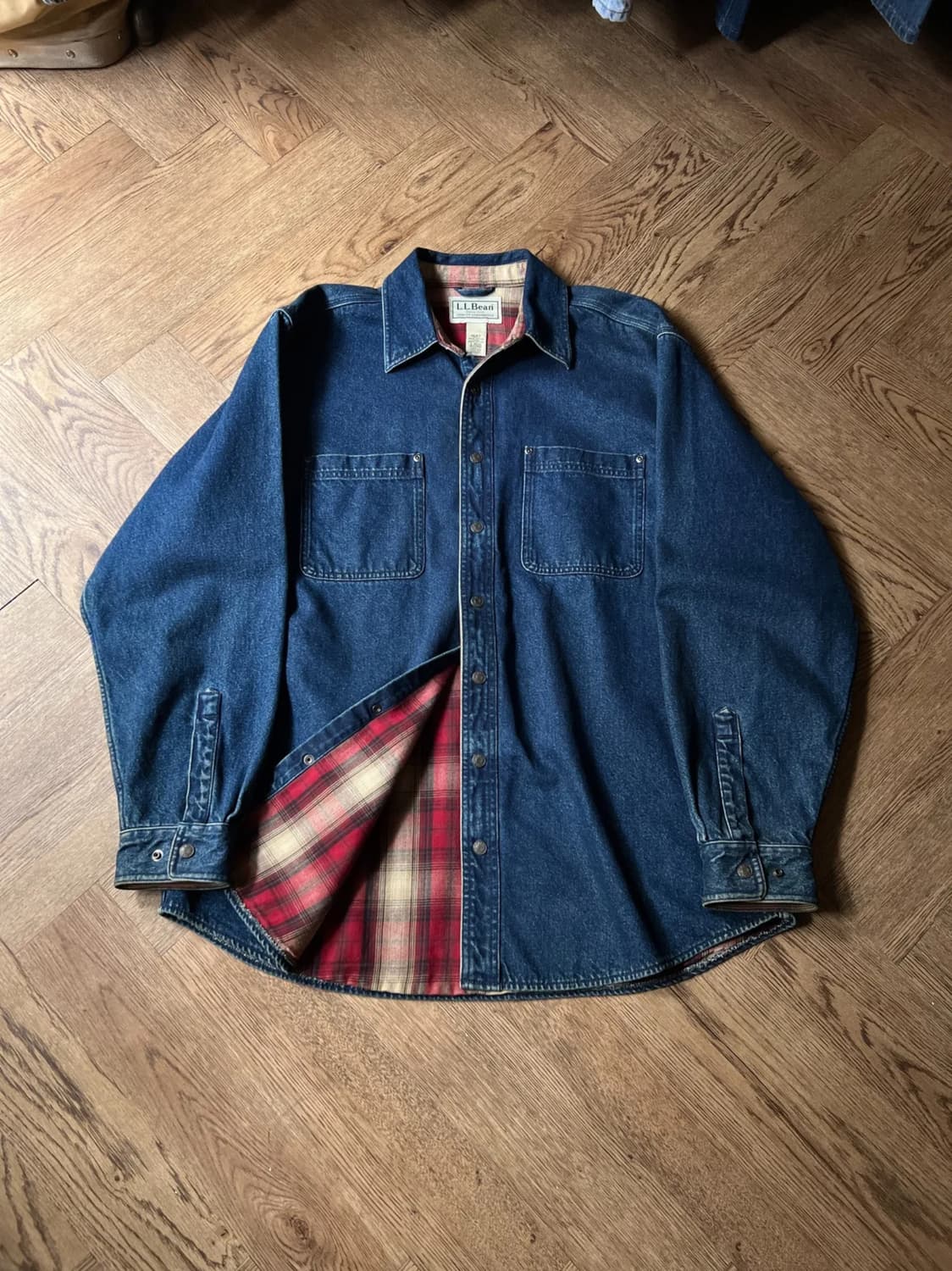 [L]엘엘빈 USA 아웃도어 체크 라이닝 데님 셔츠 상품이미지1