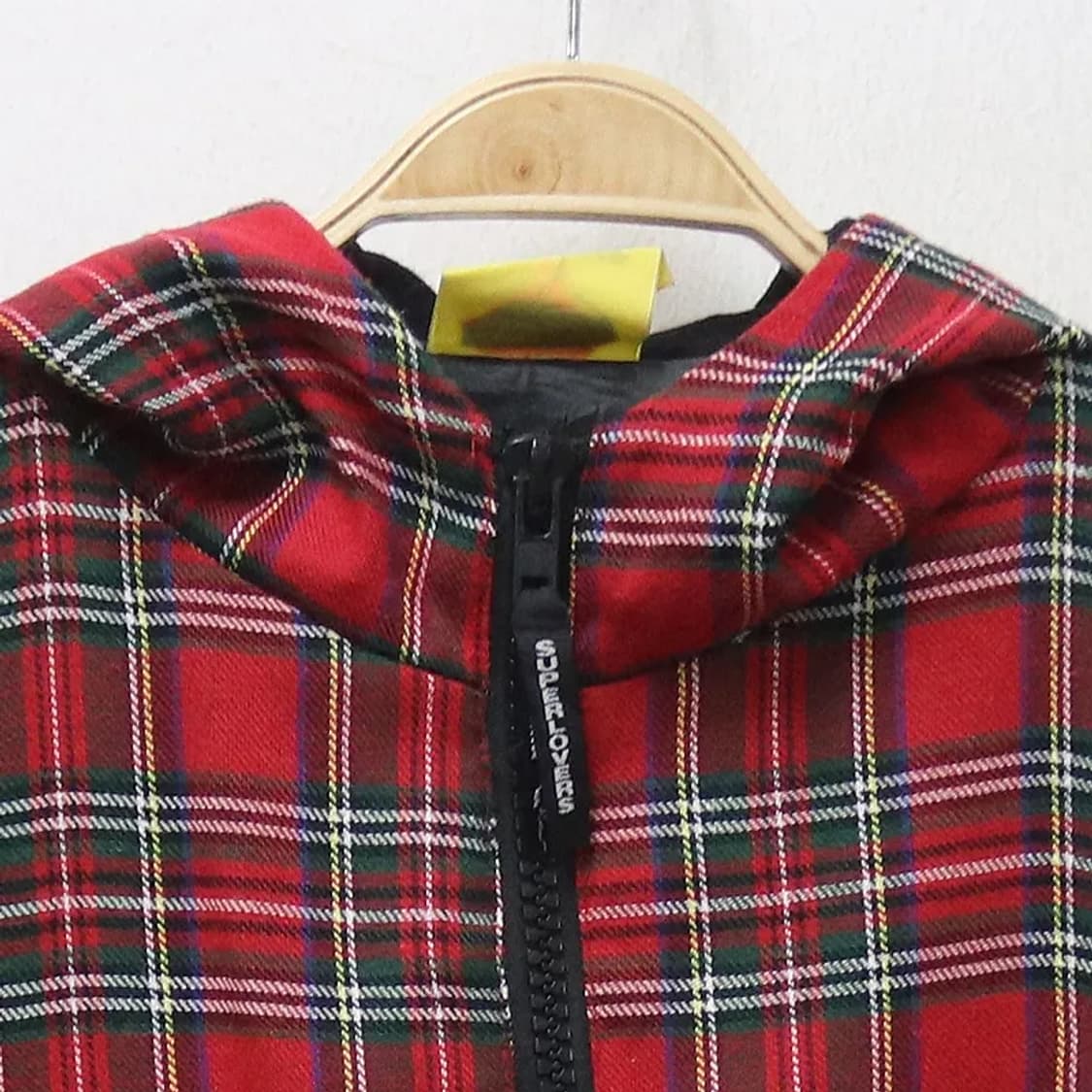 슈퍼러버즈 레드 체크 스컬 자수 롱 후드 60313 상품이미지3