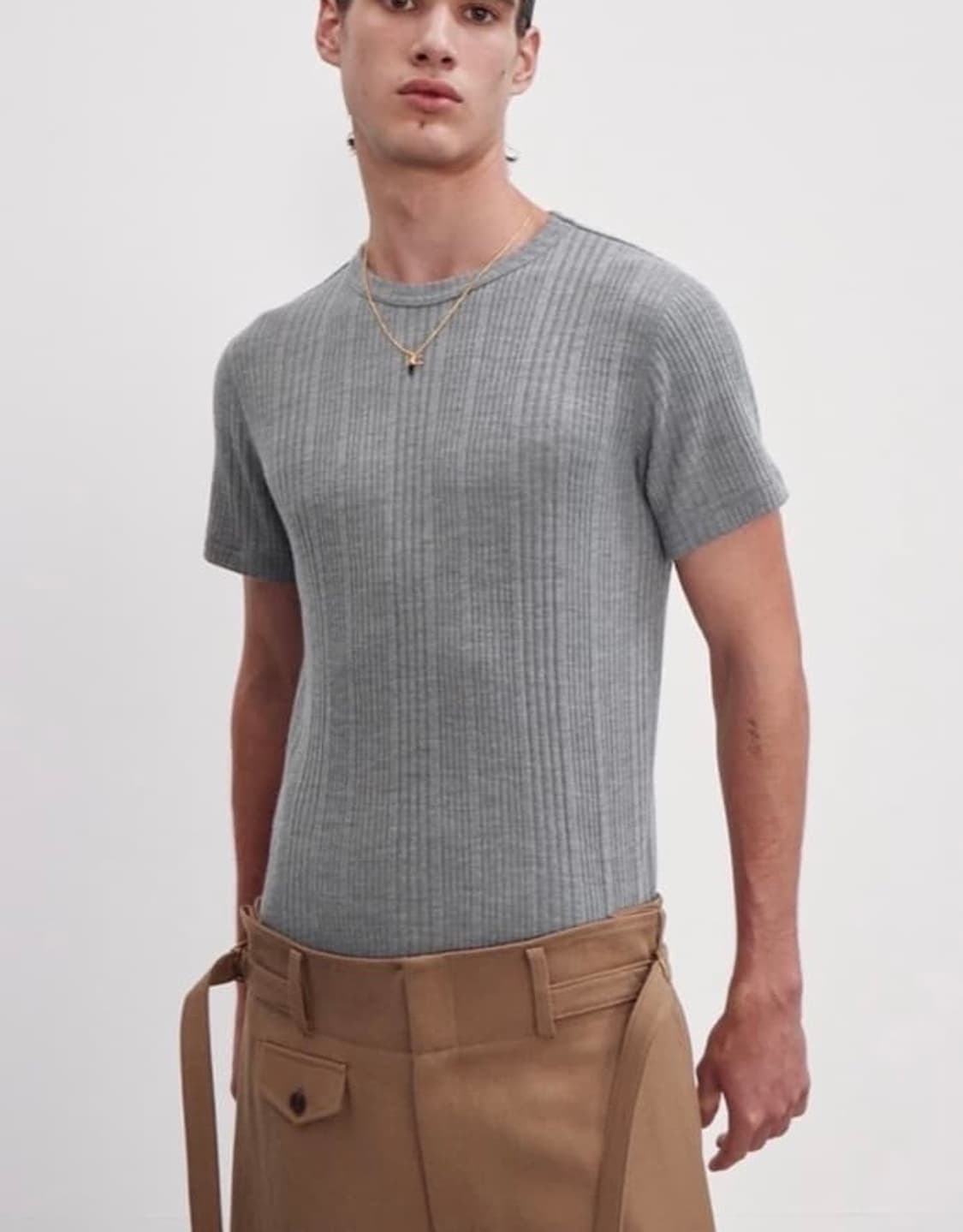 렉토 울 블렌드 립 라운드 티셔츠 M 상품이미지1