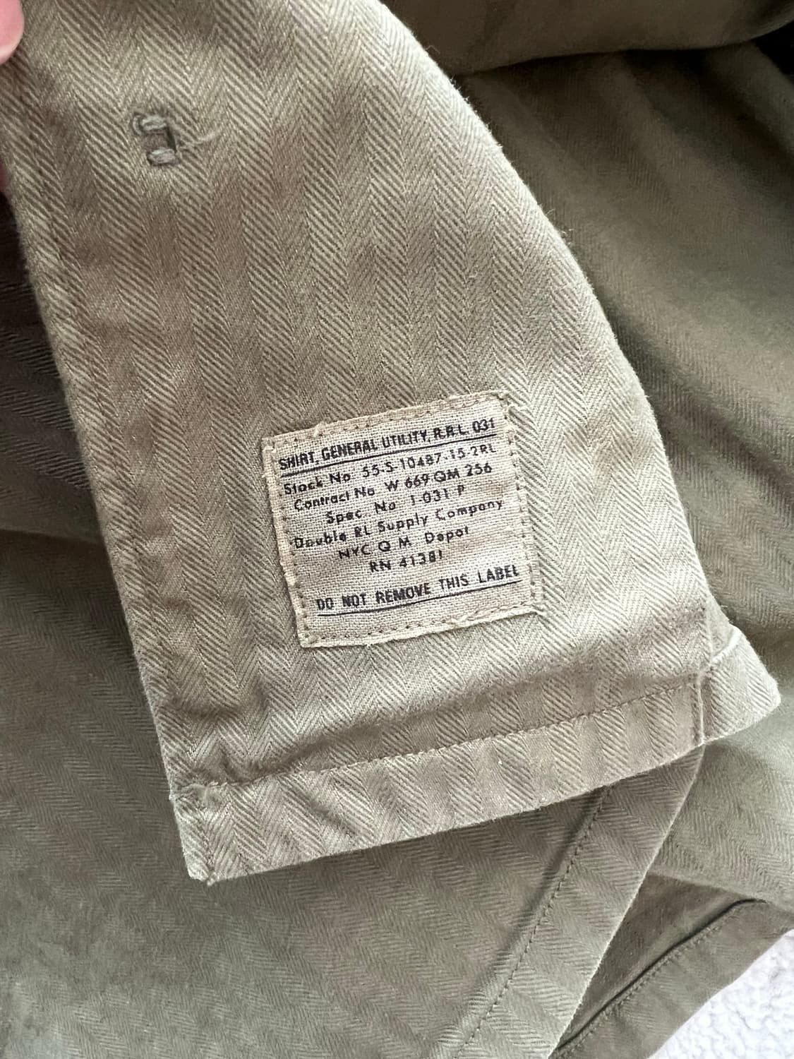 RRL 헤링본 트윌 밀리터리 셔츠 올리브 상품이미지6