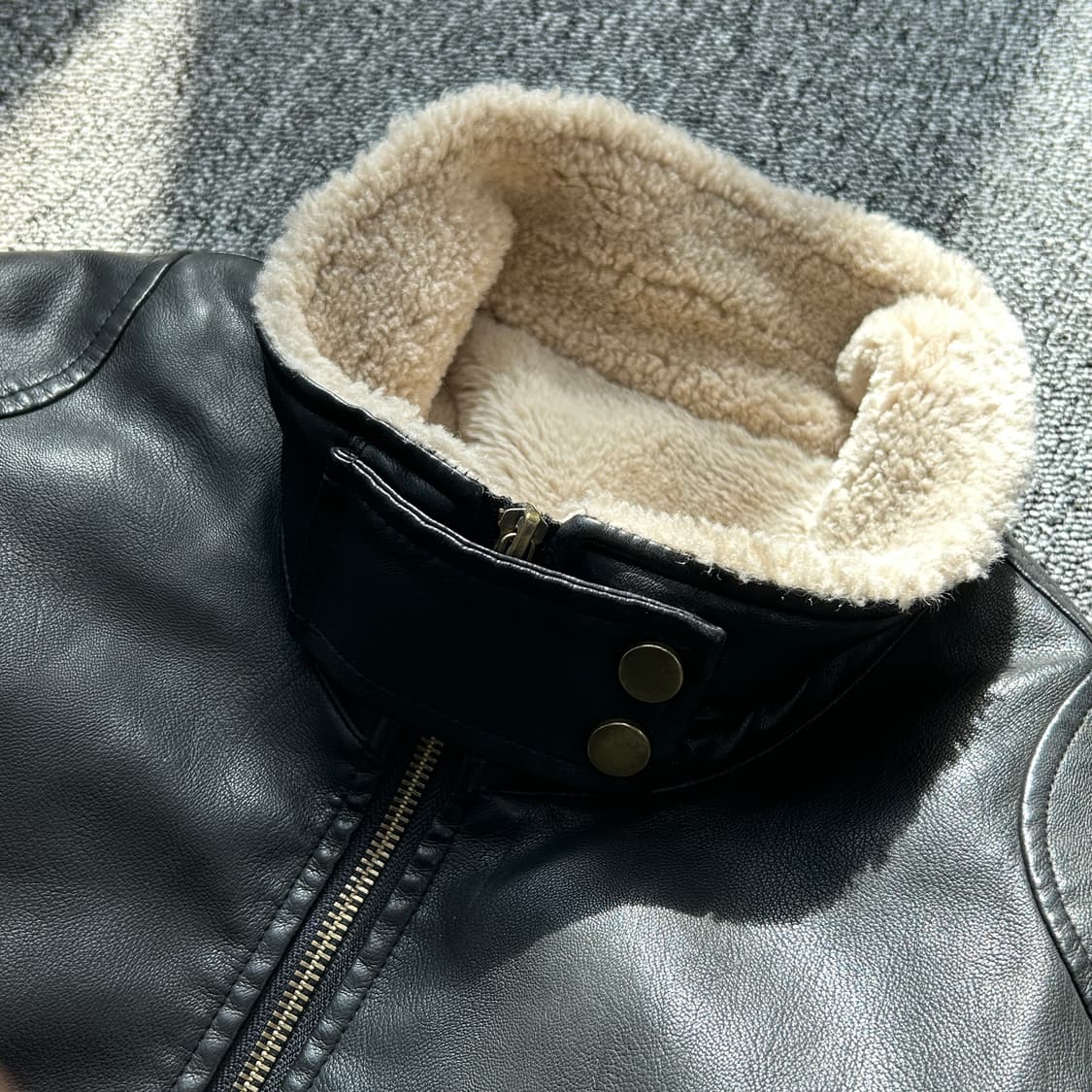 빈티지 블랙 레더 무스탕 자켓 상품이미지5