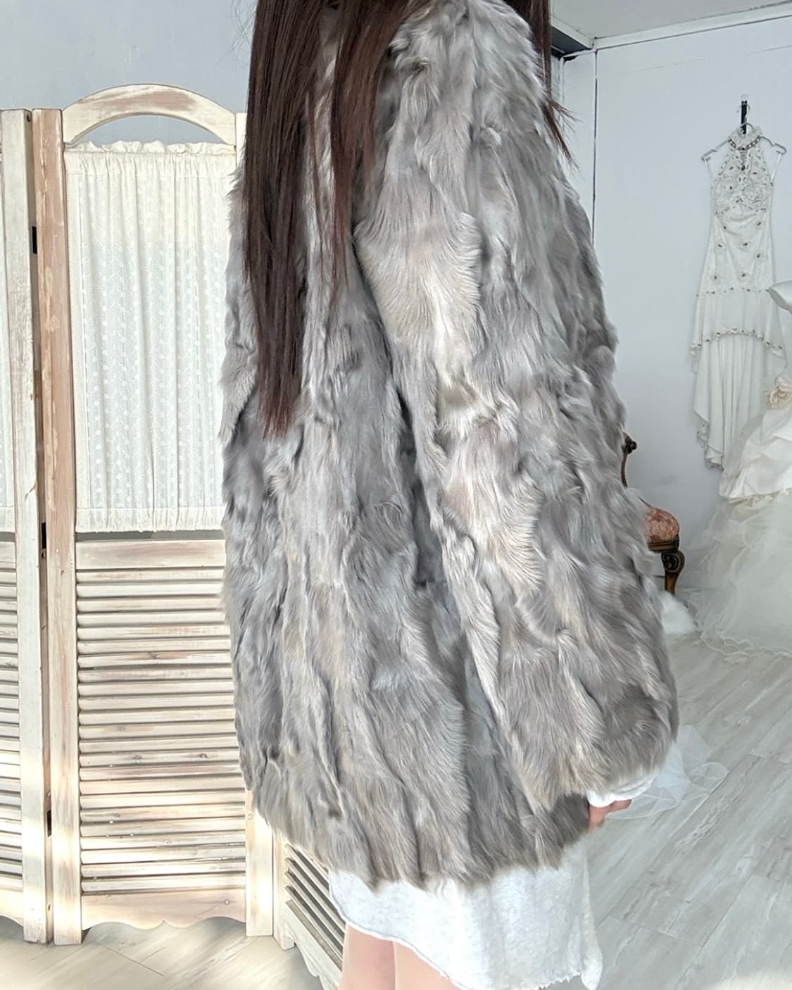 Warm silver fox fur coat 상품이미지4