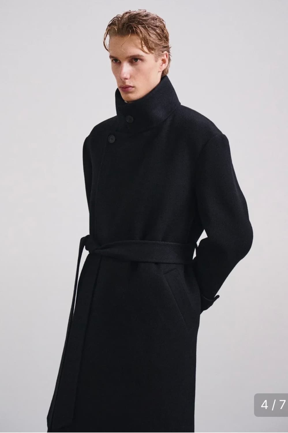 (Peq)BELTED TWILL WOOL  COAT  상품이미지4