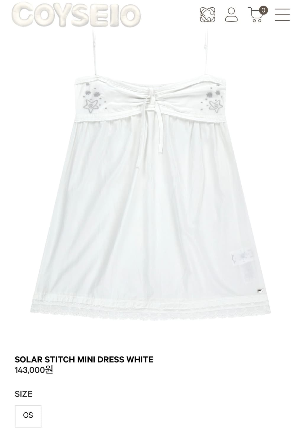 코이세이오 솔라 스티치 미니 드레스 화이트 상품이미지1