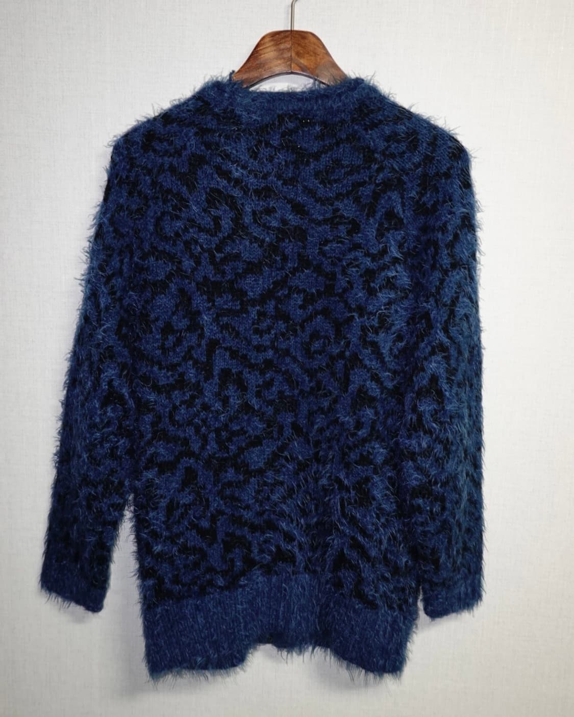 블루 레오파드 모헤어 질감 집업 가디건 상품이미지2