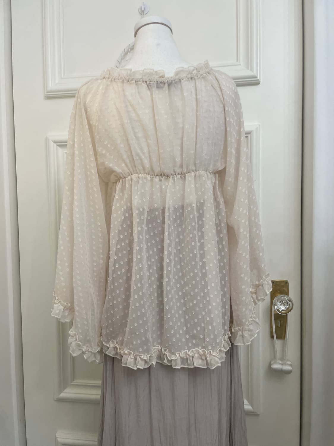 cool ivory lace-up dot long sleeve blous 상품이미지5