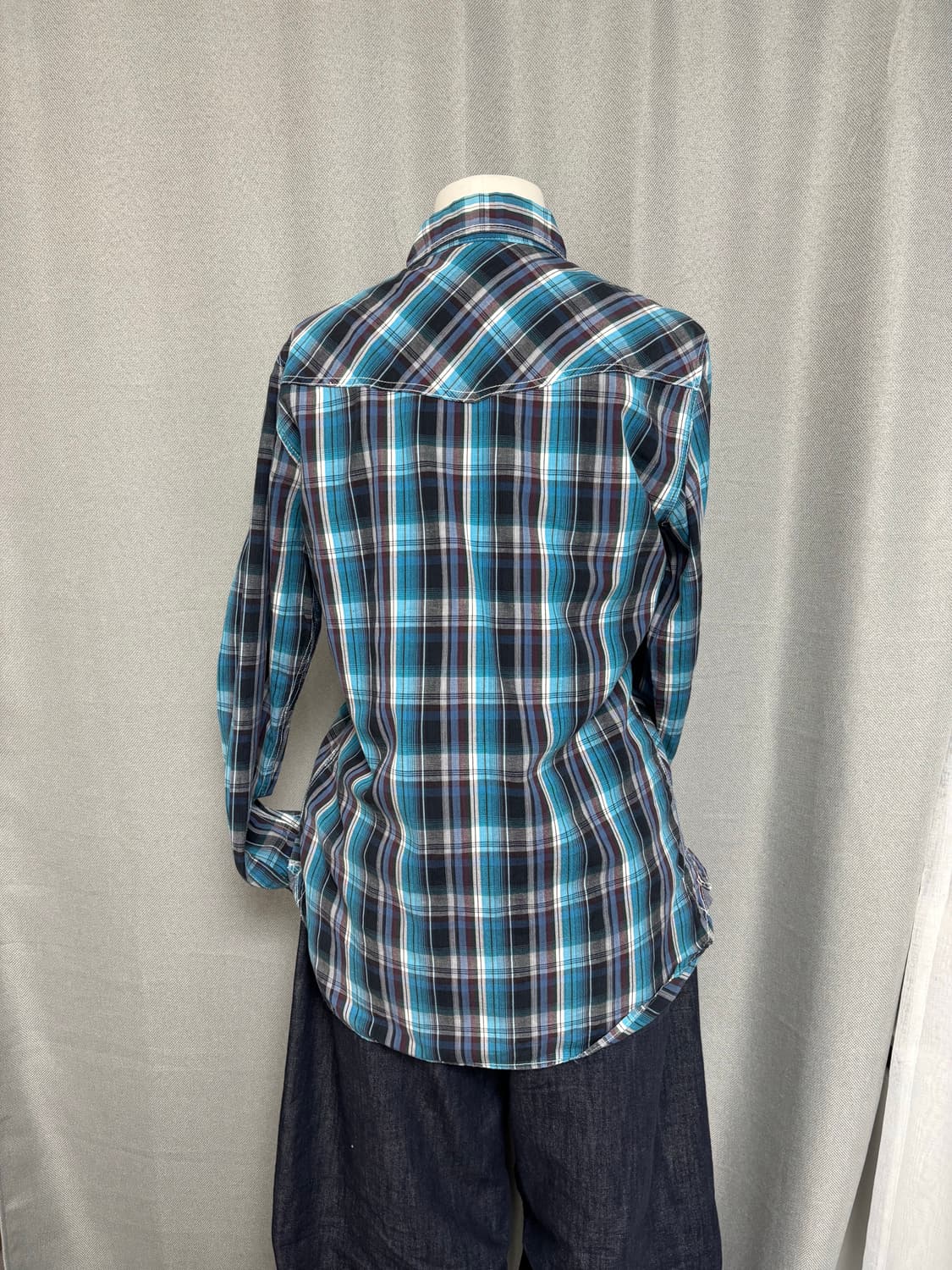  t&c surf 와펜 포인트 블루 체크 셔츠 상품이미지9