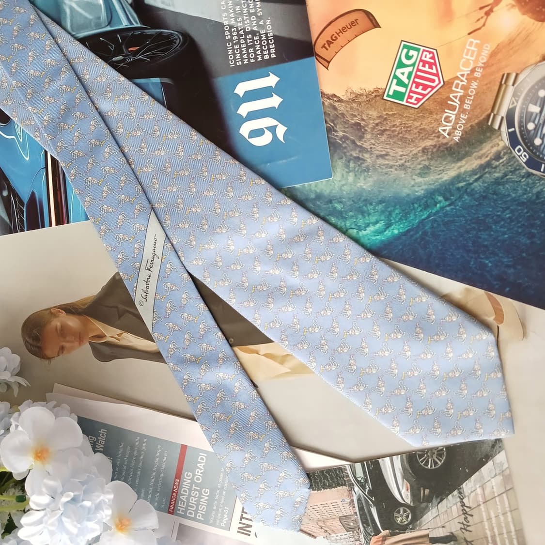 살바토레 페라가모 원숭이 패턴 넥타이 7.9cm A+~A등급 A19633 상품이미지4