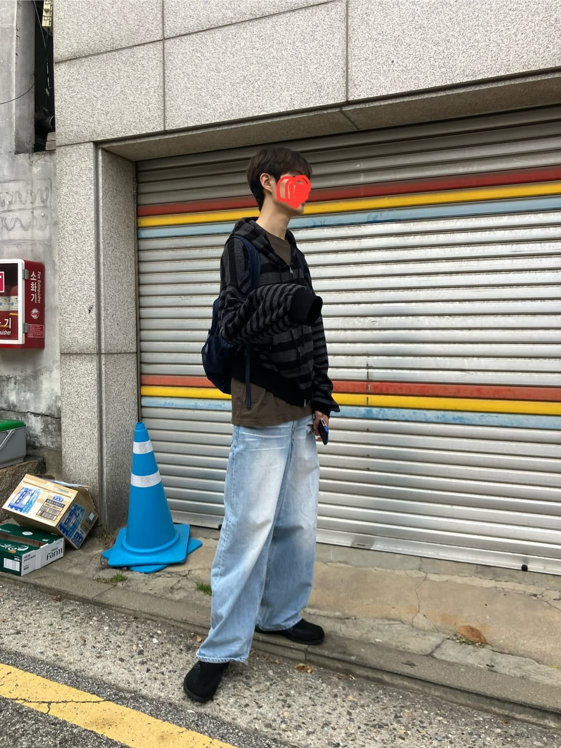M) SATUR 와이드 워시드 커브드 데님 팬츠 라이트 블루 상품이미지1