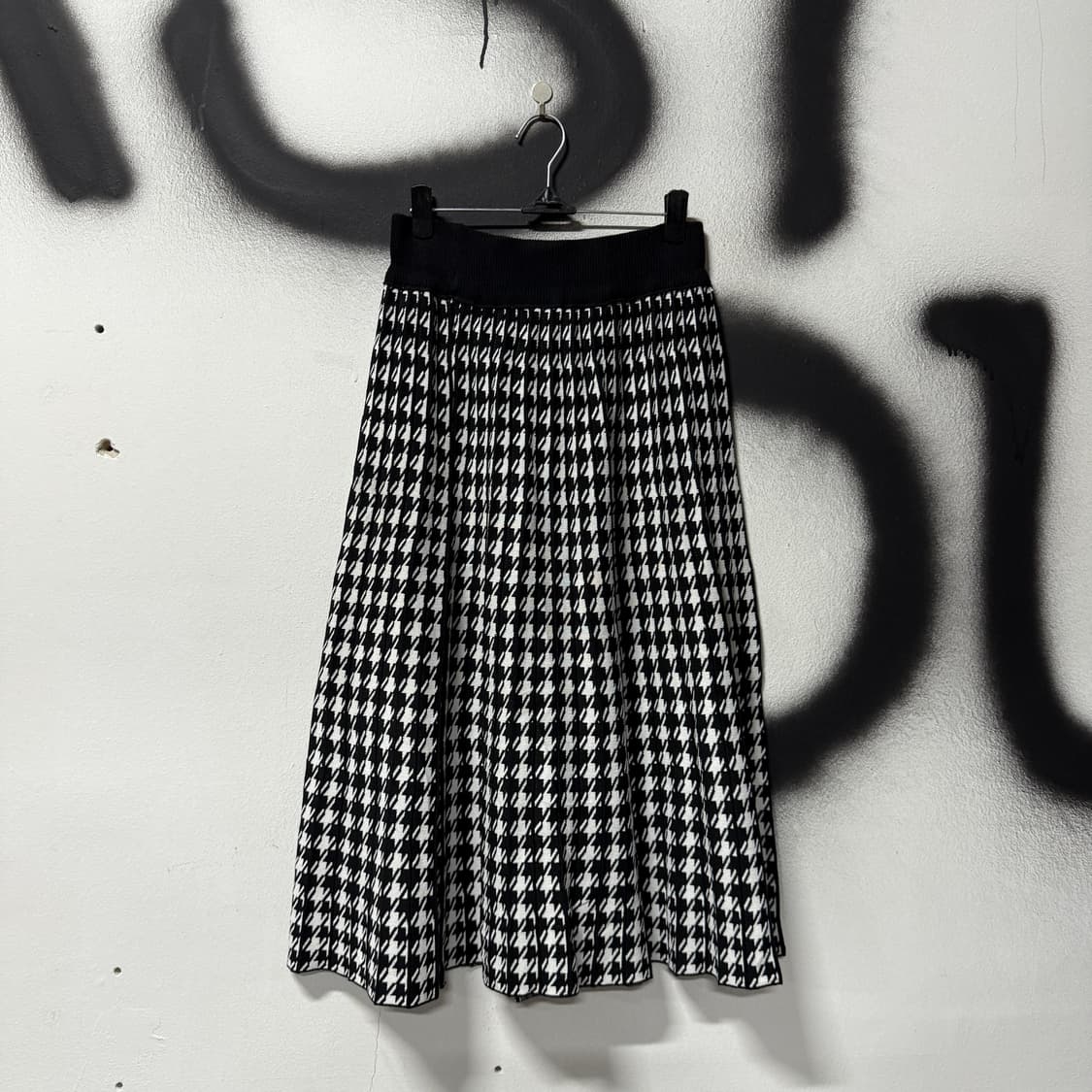 VTG 빈티지 울 혼방 체크 패턴 플레어 롱 스커트 상품이미지1