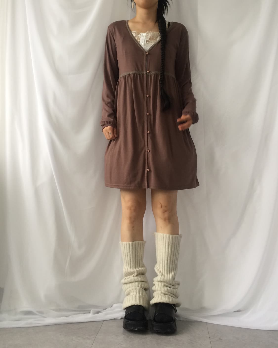 Lace trimming long cardigan 상품이미지6