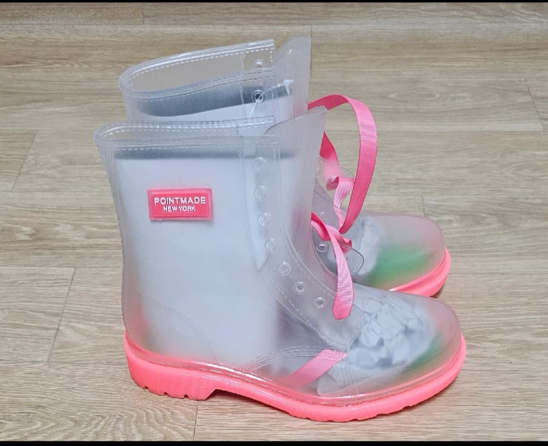 폰트메이드클리어 투명레인부츠 장화핑크240 상품이미지2