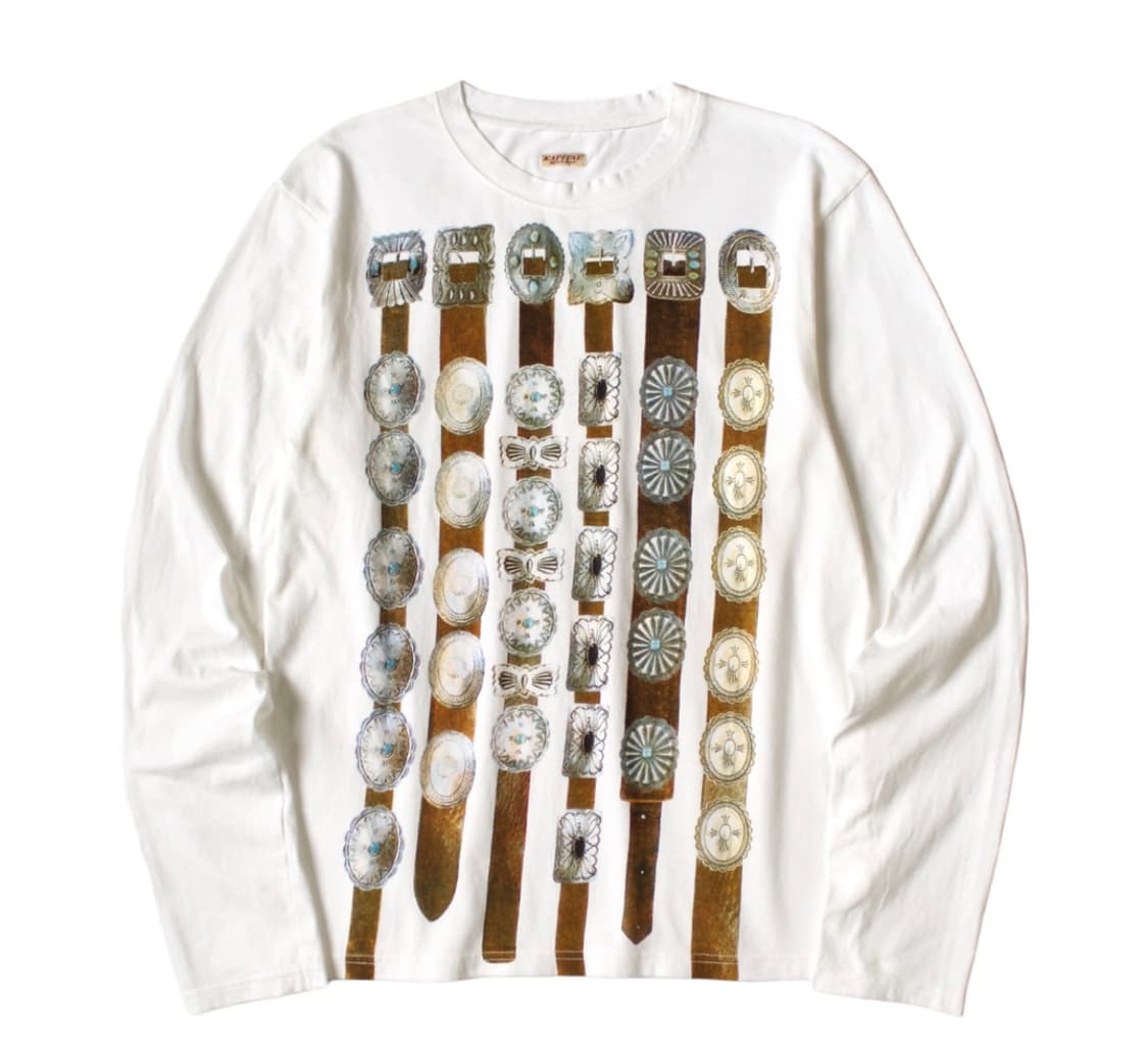 2) 캐피탈 20 커튼 콘초 프린트 저지 크루 롱 티셔츠 화이트 상품이미지1