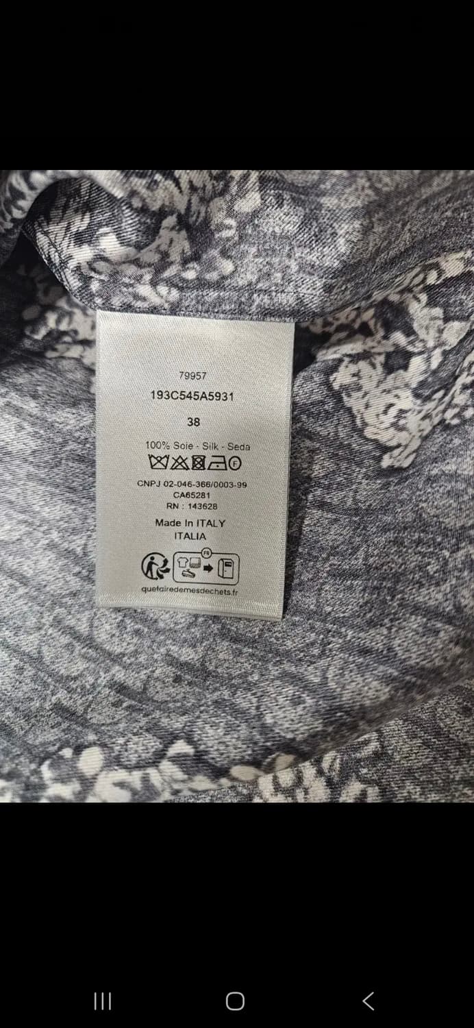 디올 x 데님 티어스 디올 티어스 실크 반팔셔츠 38 상품이미지3