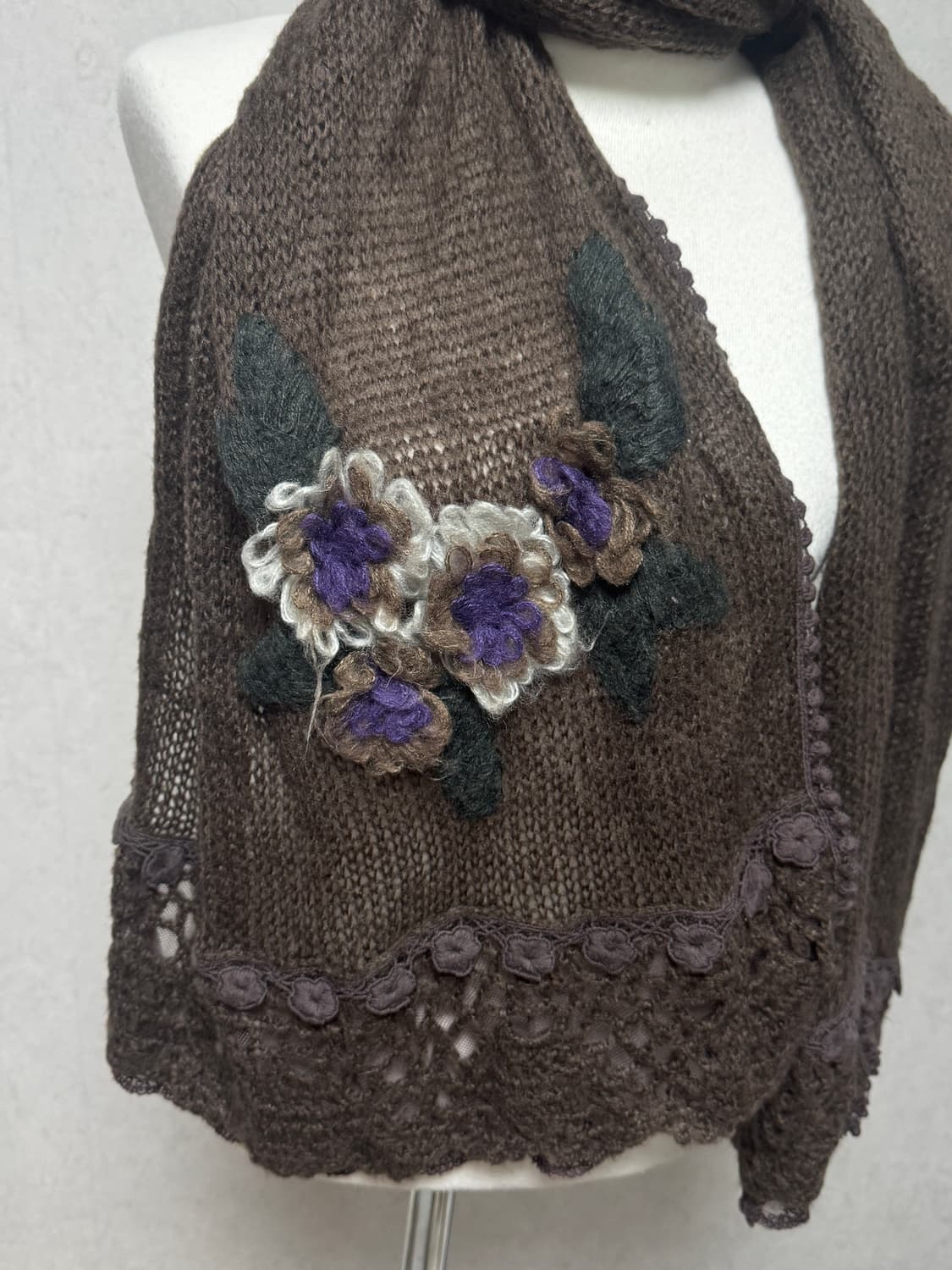 보헤미안 플라워 빈티지 니트 머플러 상품이미지6