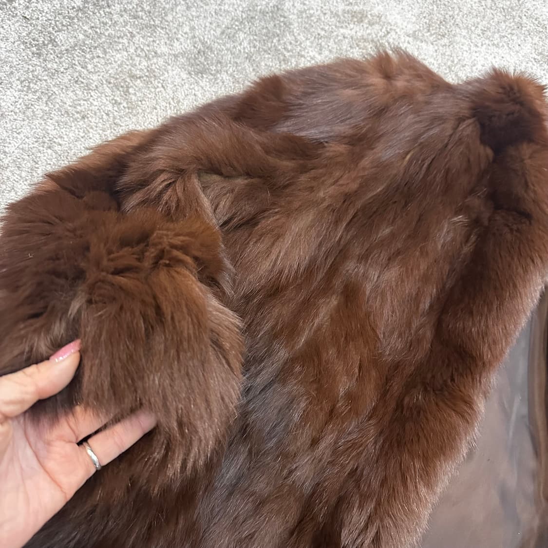 브라운 컬러믹스 사가폭스 퍼자켓L 상품이미지6