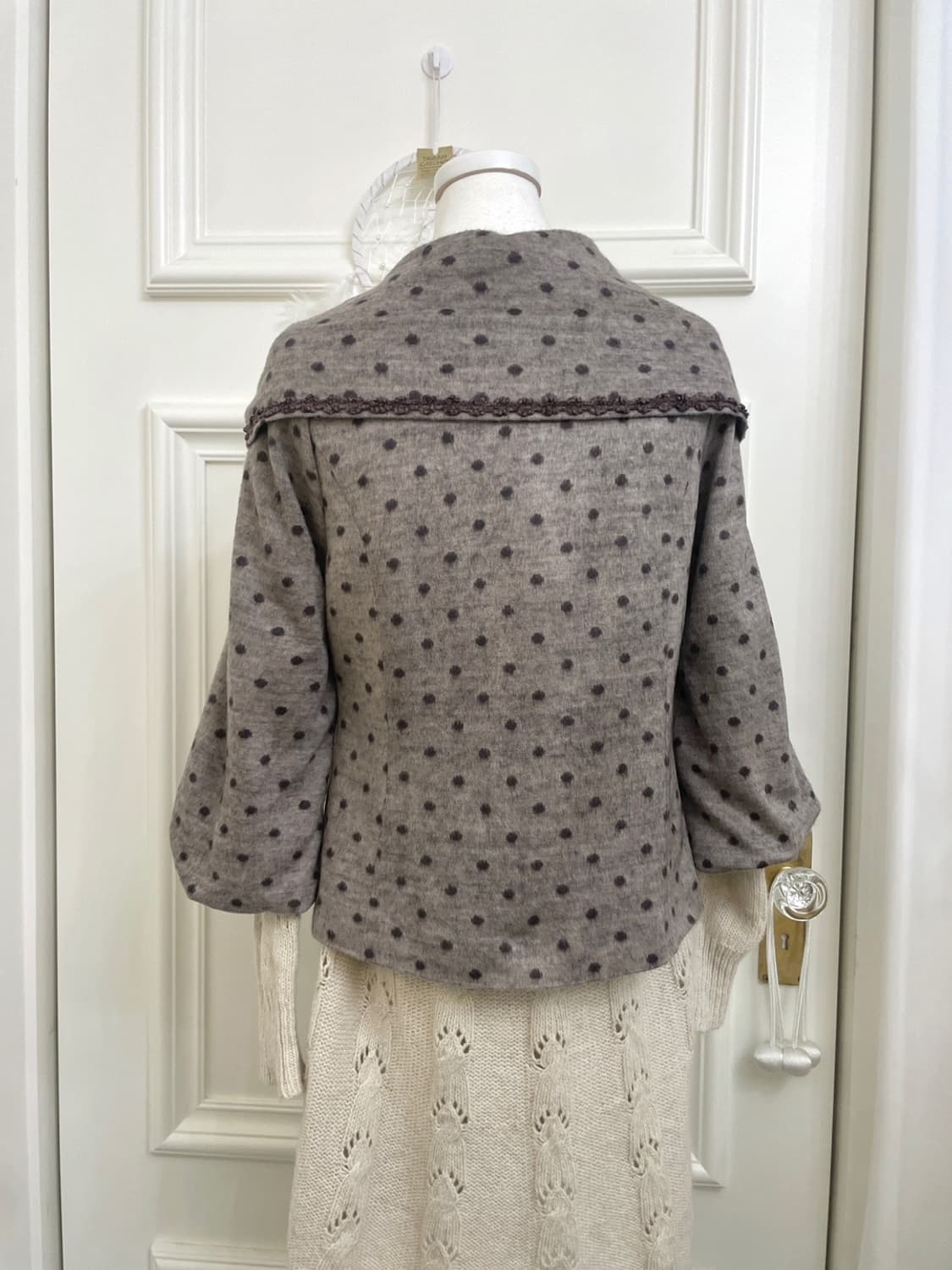 brown dot soft unbalance flower lace poi 상품이미지4