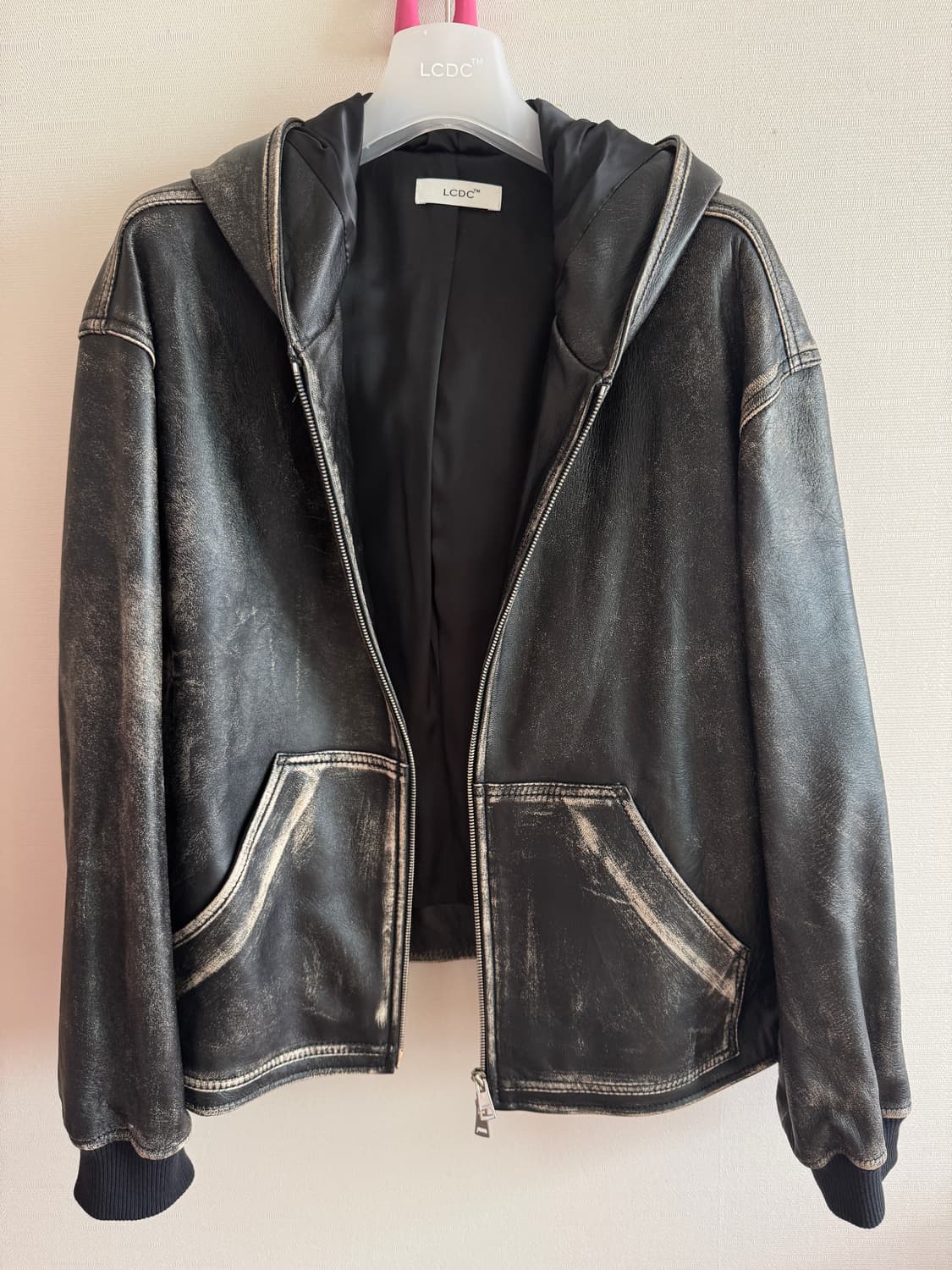 LCDC TM 빈티지 레더 후디드 집업 상품이미지4