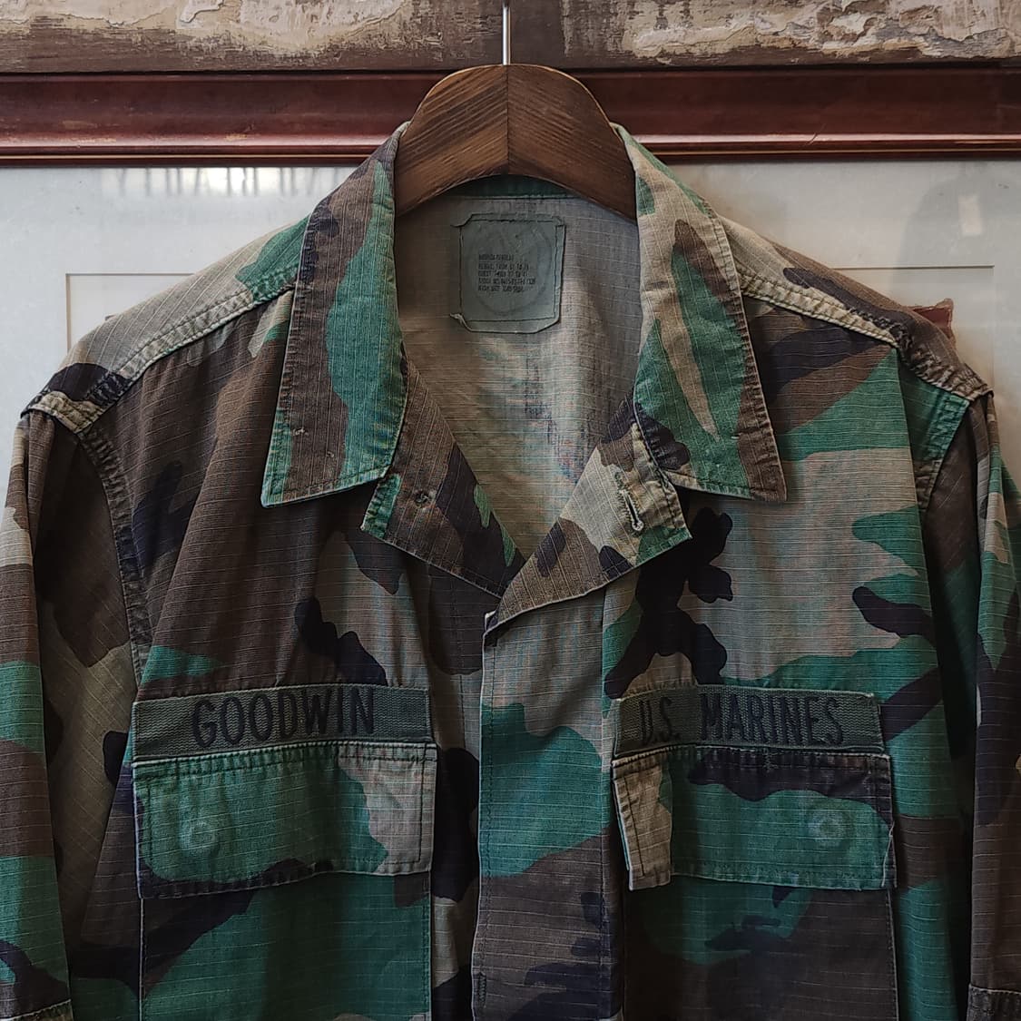 90s 미군 BDU 카모셔츠 우드랜드 커팅 디테일 미디움 레귤러 상품이미지5